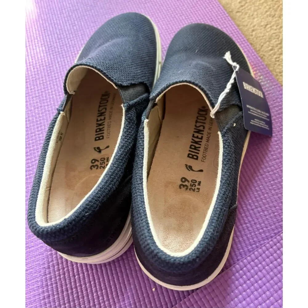 NWT Birkenstock Oswego Slip On Sneaker Womens Size 39 Midnight Blue Textile